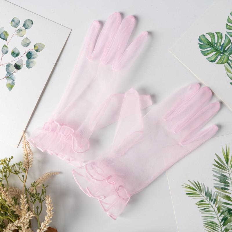 

Женские черные летние солнцезащитные перчатки для вождения, сетчатые перчатки-сетка, кружевные митенки, перчатки с полными пальцами, кружевные модные перчатки для девочек One Size розовый