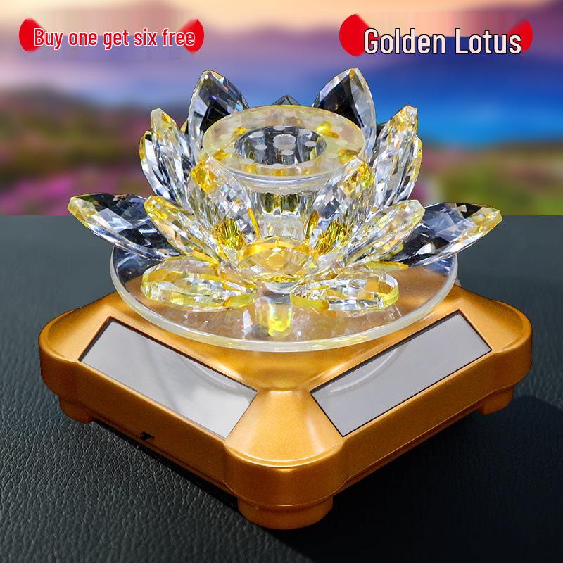 Rotating Crystal Lotus Solar Car Air Freshener & Aromatherapy Ornament
