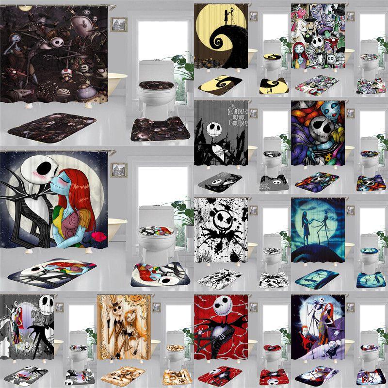 Zestaw Łazienkowy Miasteczko Halloween Z Wysokiej Jakości Zasłoną Prysznicową I Matami