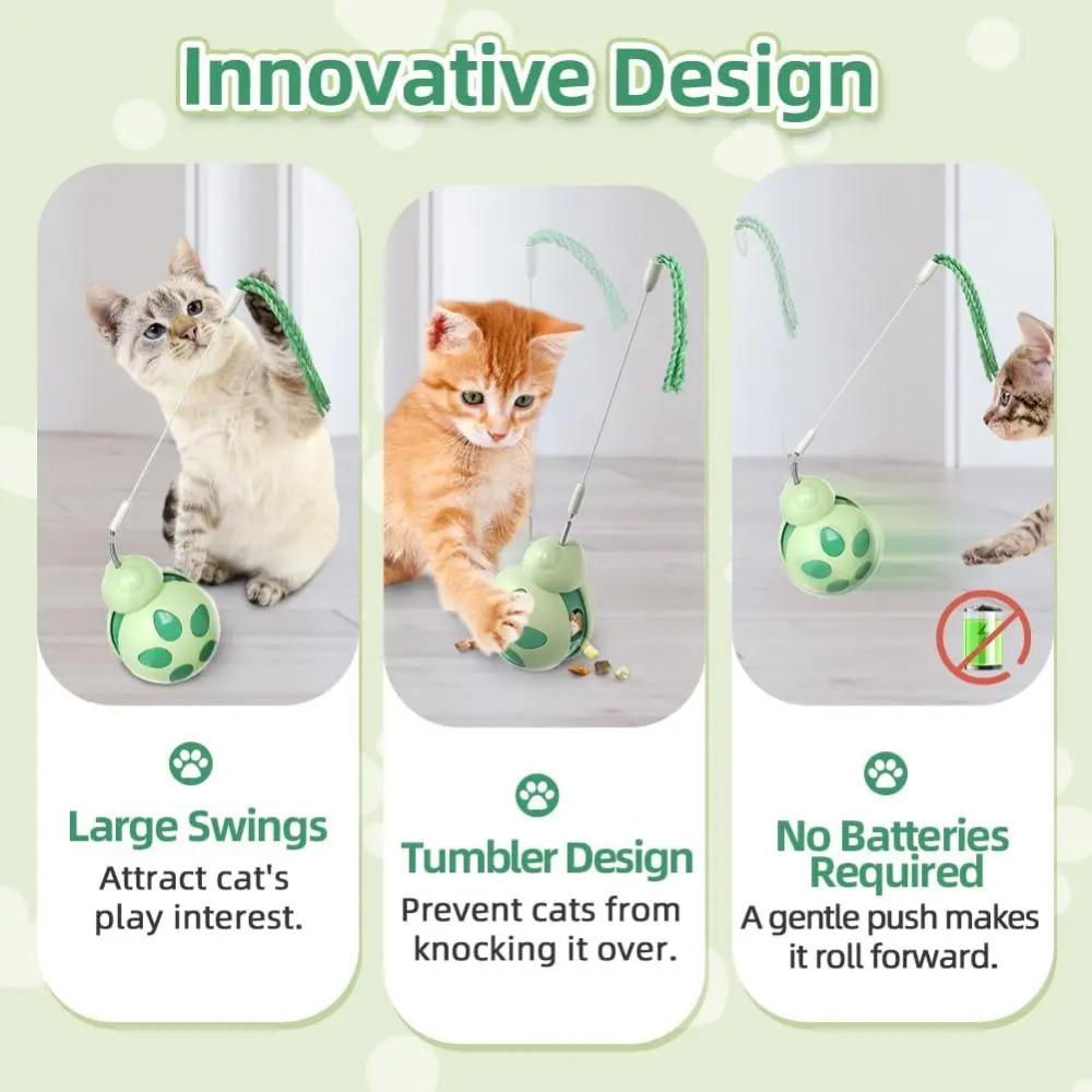 Interactive Cat Toy for Indoor Cats Tumbler Treat Dispenser Teaser Wand/Slider for Anxiety/Boredom Relief Kitten Weight Loss