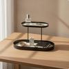 TwoTier Cosmetic Organizer DoubleLayer Vanity Tray with Metal Frame Tiered Desktop Storage for