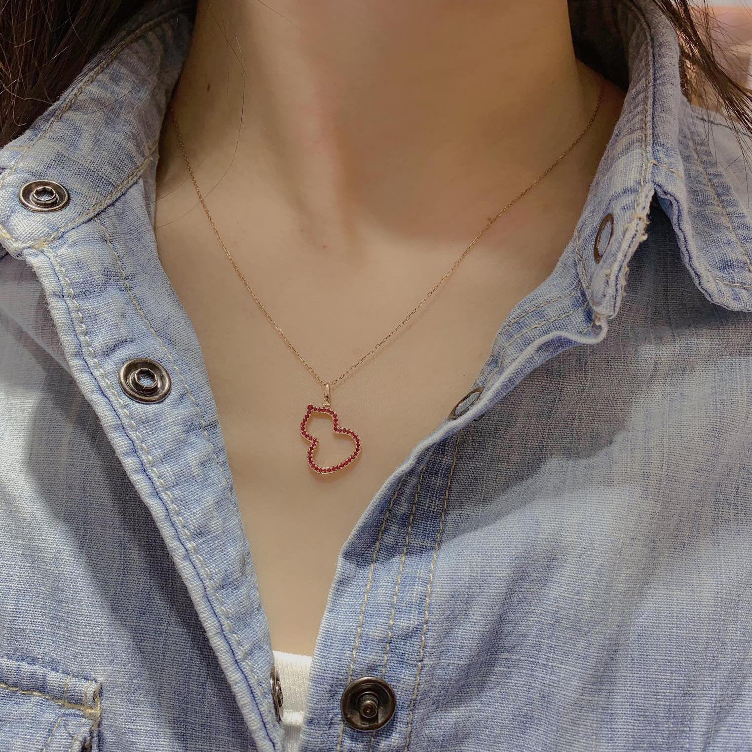 

S925 Sterling Silver Clavicle Chain Necklace for Women with Chinese Style Hollow Gourd Pendant 925 Sterling Silver