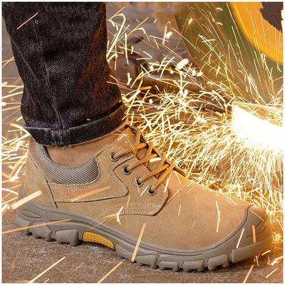 Scarpe antinfortunistiche da lavoro casual da uomo con puntale in acciaio per esterni stivali di sicurezza per attrezzi calzature da saldatura in pelle scamosciata di vacchetta proteggere