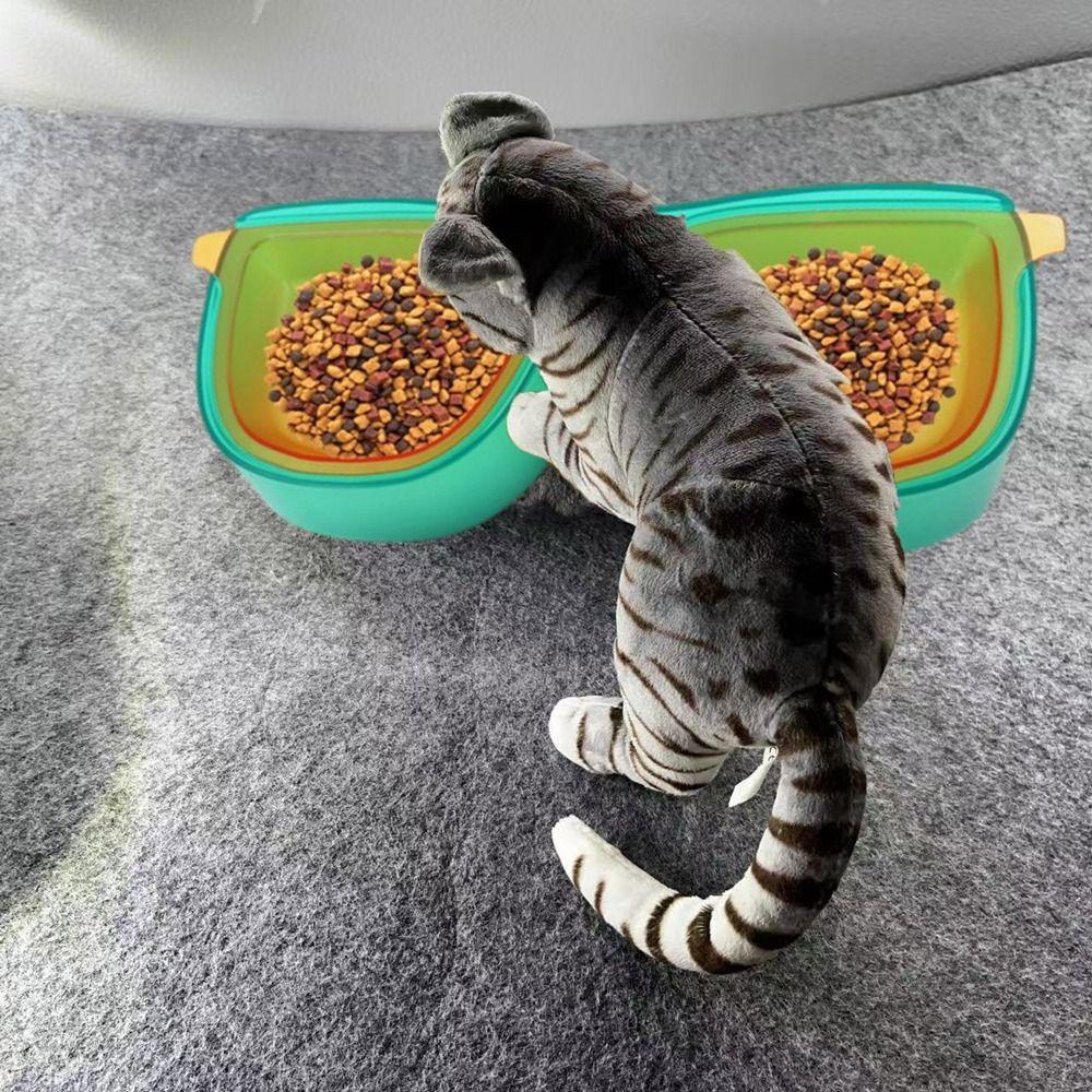 Anti-Knockover Glasses Shape Cat Bowl Large Capacity Pet Slanted Drinking Bowl  for Dogs Cats