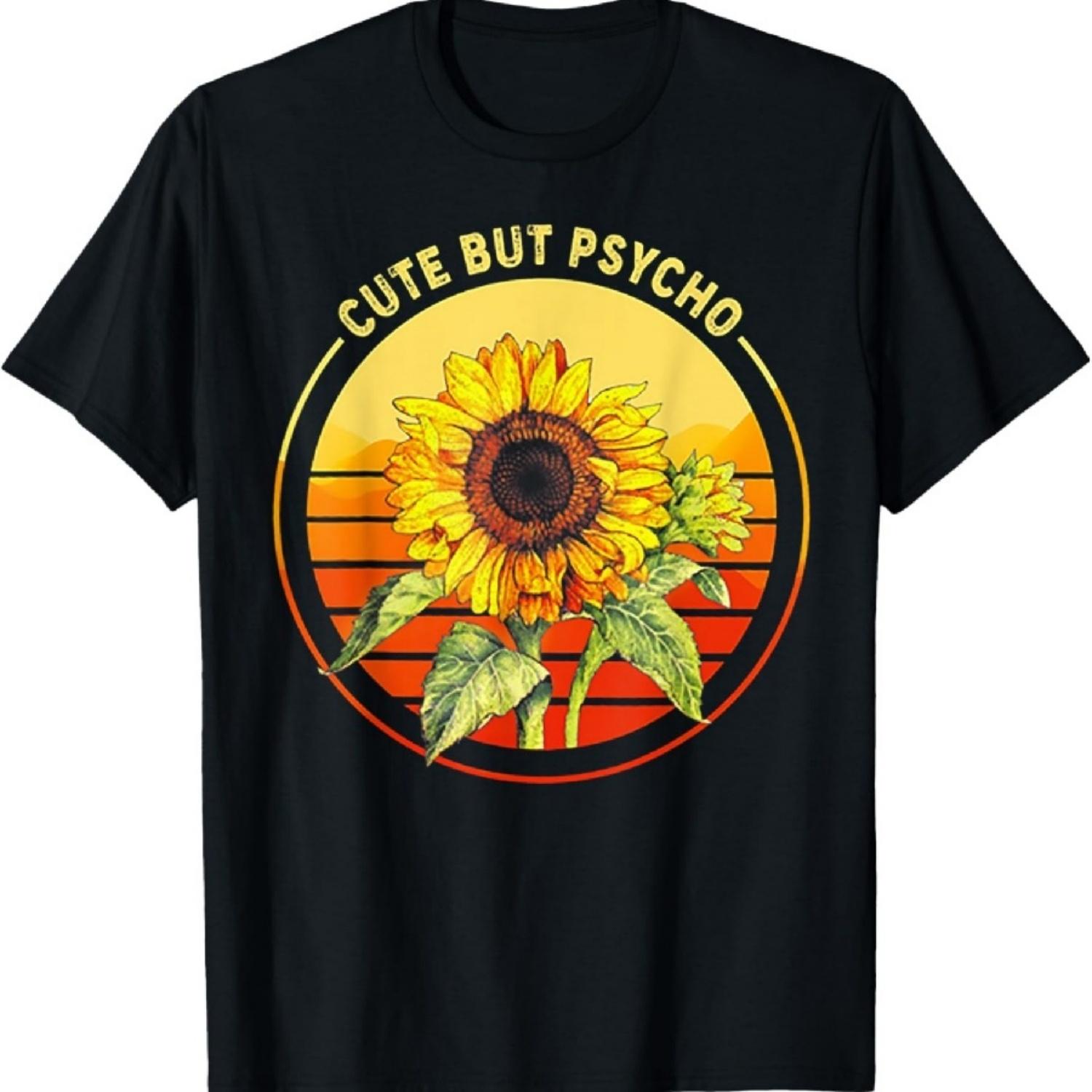 

Cute But Psycho Sunflower Retro VIntage Sunset TShirt XXXXXL різнокольоровий