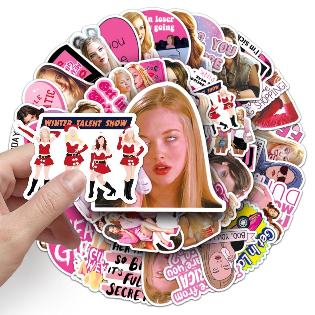50pcs Mean Girls Cartoon Waterproof Stickers for Phone Case, Suitcase, Cup, Journal
