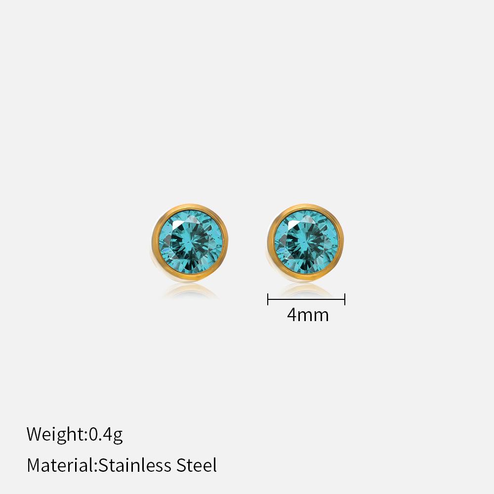 Simple Crystal Stud Earrings Fashion Women December Birthstone Colorful Diamond Earrings for Girls Gift