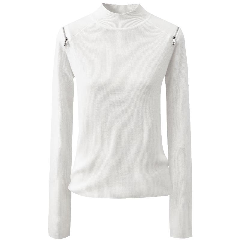 Giovanni Valentino Women's Slim Fit Semi-High Collar Knit Top
