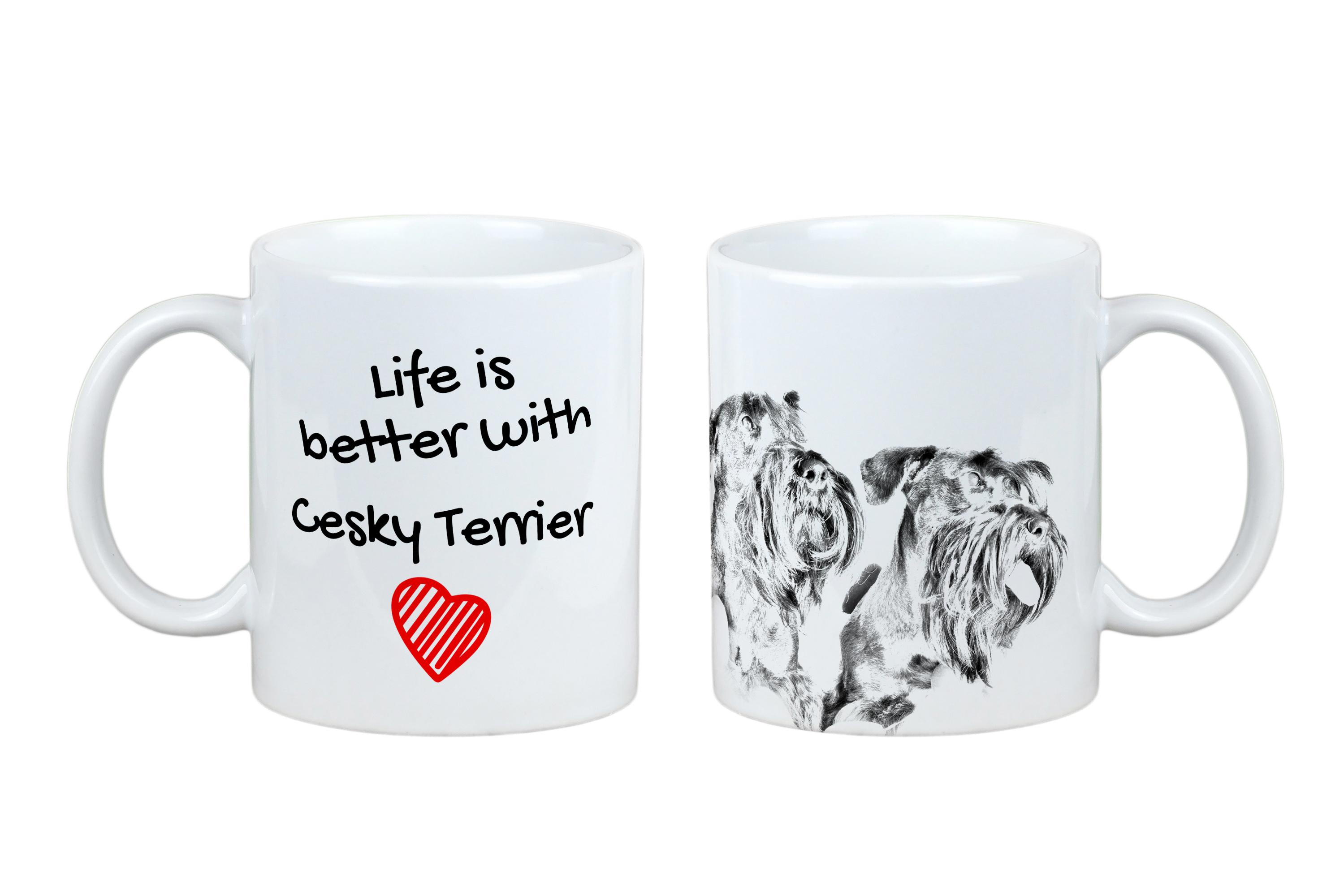 

Cesky Terrier, Czech Terrier, Bohemian Terrier - cup with a dog, cup with a photo, personalized gift from the Art-Dog brand білий