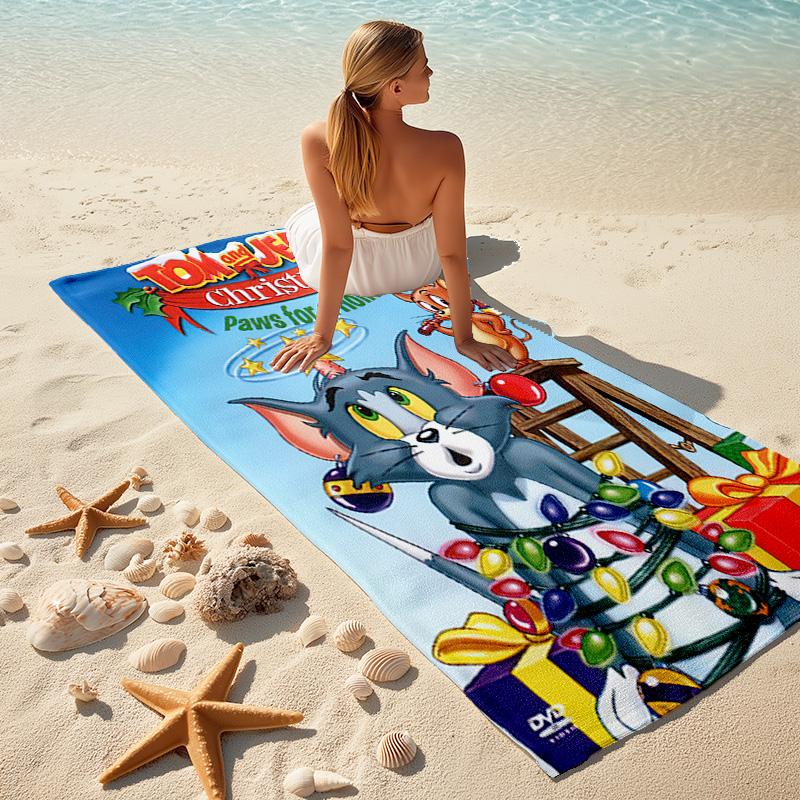 Tom Jerry Cartoon Soft Beach Towel Outdoor Vacation Beach Towel Outdoor Absorbent Bath Towel Blanket Beach Towel Soft Portable For Travel Seaside