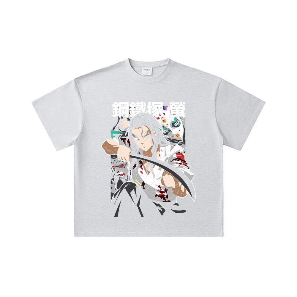 260 GSM Double Yarn 32 Count 100% Cotton Demon Slayer V27 Haganezuka Print Unisex Heavy Cotton T Shirt