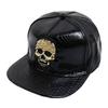 Big Size Crocodile Leatherpattern Baseball Cap Unisex Adjustable Trend Hip Hop Style Cross Skull Flat Brim Duck Tongue Hat