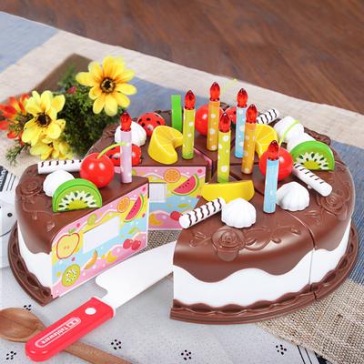 37PCS Children Simulation Chocolate Birthday Cake Play House Pretend Play Toy Cake Cutting Diy Toy Baby Birthday Gifts