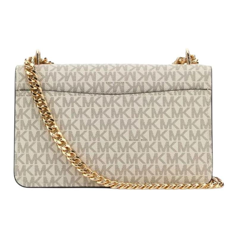 Michael Kors Clair Brand Logo Letter Print Canvas Shoulder Bag Crossbody Bag Women's Beige