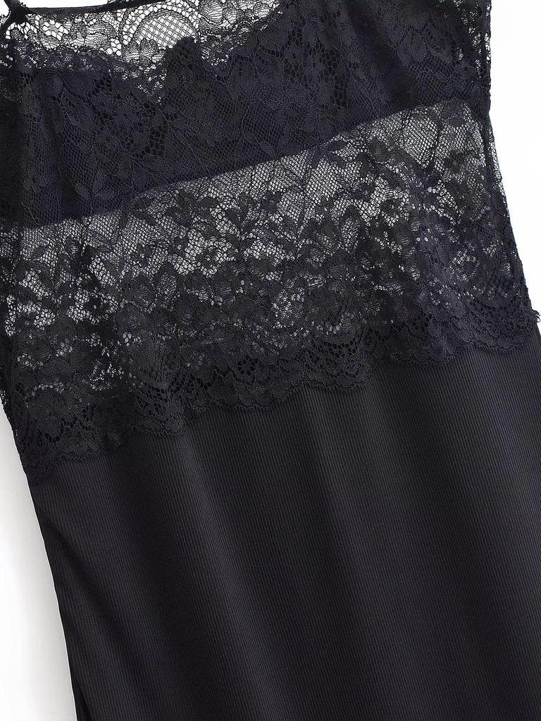 Elegant Sheer Lace Waist-Cinching Camisole Dress for Women – High-Grade A-Line Long Summer Dress