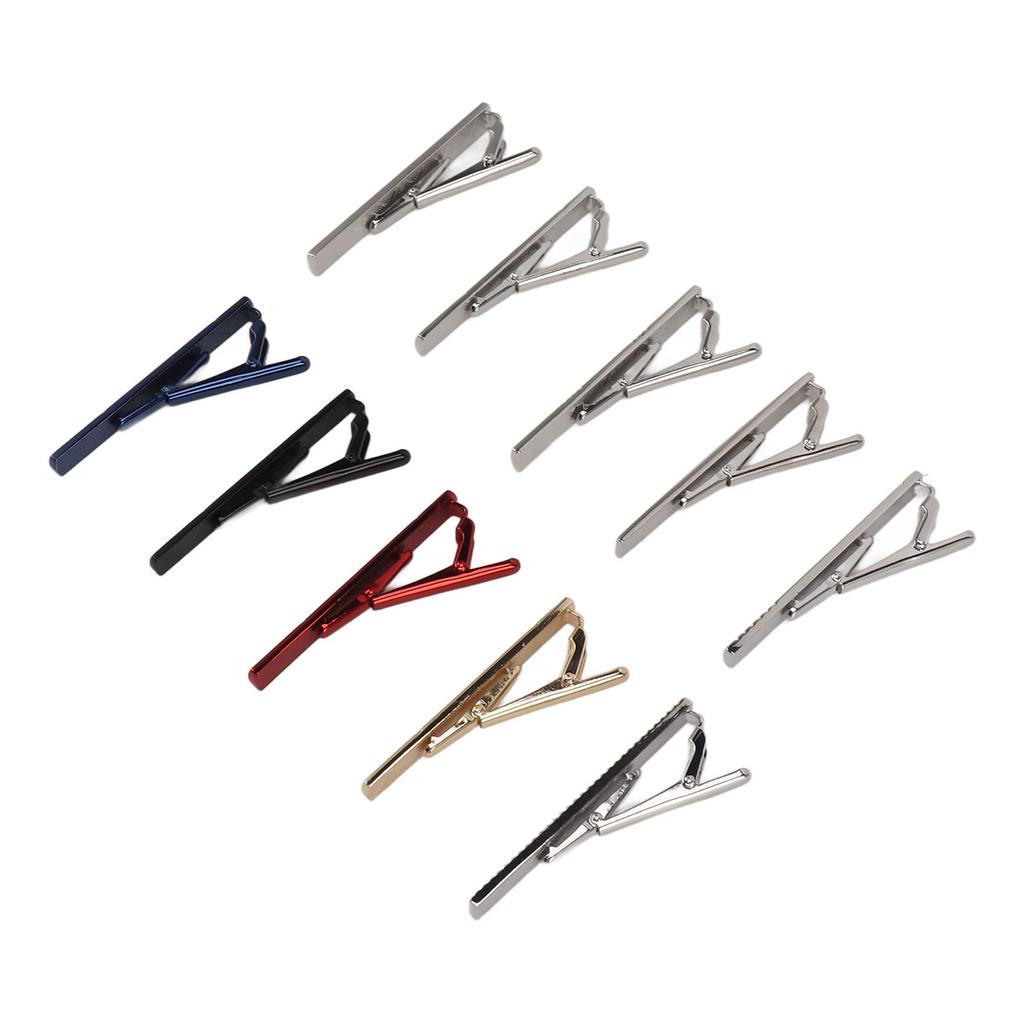 10 Pcs Tie Clip Stylish Elegant Copper Necktie Pin Set for Business Wedding Banquet