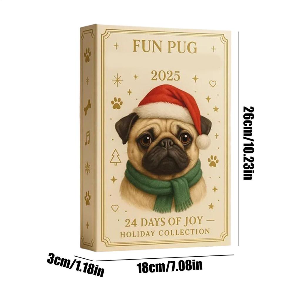2025 Pug Christmas Advent Calendar 2D Acrylic Dog Ornament 24 Days Countdown Christmas Tree Decoration Festival Holiday Gifts