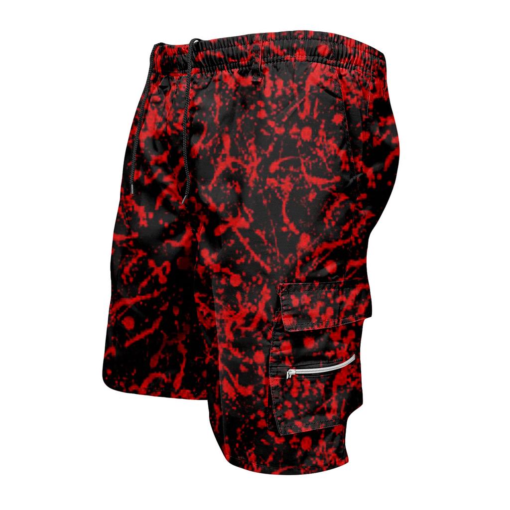 Men's Halloween Pocket Drawstring Cargo Shorts Casual Outdoor Lightweight Durable Multi-Pocket Utility Shorts for Everyday Use