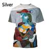 3D-bedrucktes T-Shirt mit klassischem Ölgemälde von Pablo Picasso, Herren- und Damenbekleidung, lässige Kurzarm-Oberteile für den Sommer