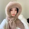 Cute Plush Hat Scarf Integrated Hat for Women In Winter Thick Windproof One Piece Hat Cold Warm Scarf Ear Protection Hat Trendy