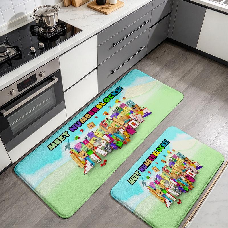 Numberblocks Flannel Kitchen Mat Christmas Soft Area Rug Non Slip Floor Carpet Home Decoration