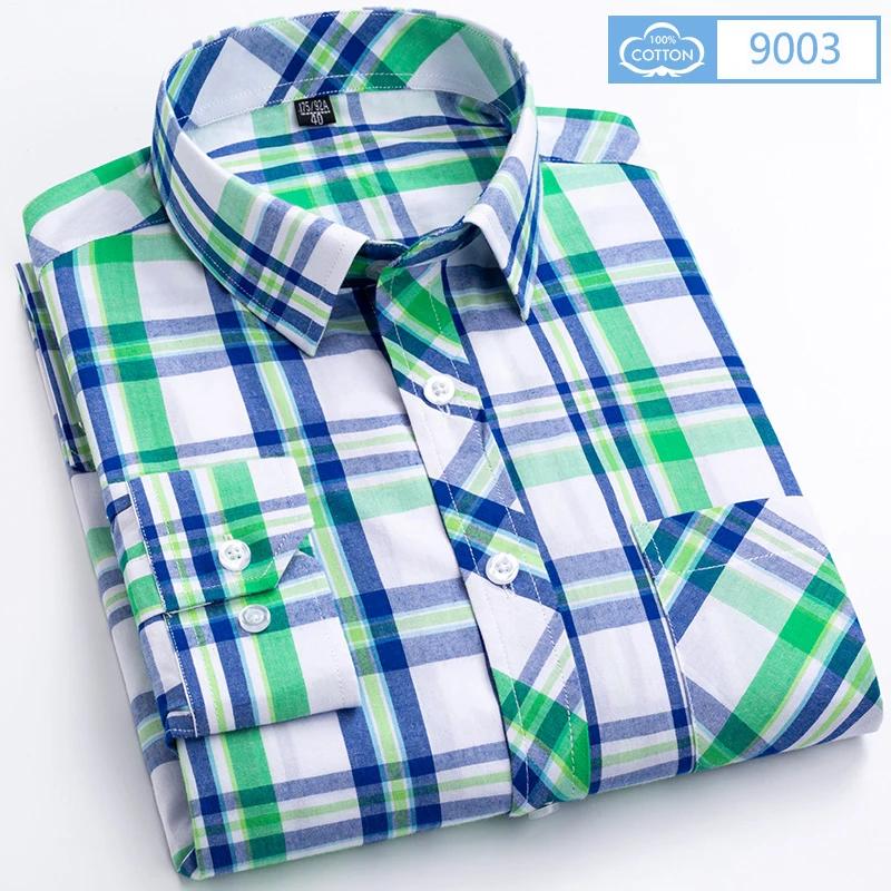 New Plaid Long Sleeve Dress Shirts For Man Cotton Classic Checked England Style Turn Down Collar M-8XL Men's Clothes Shirt Soft
