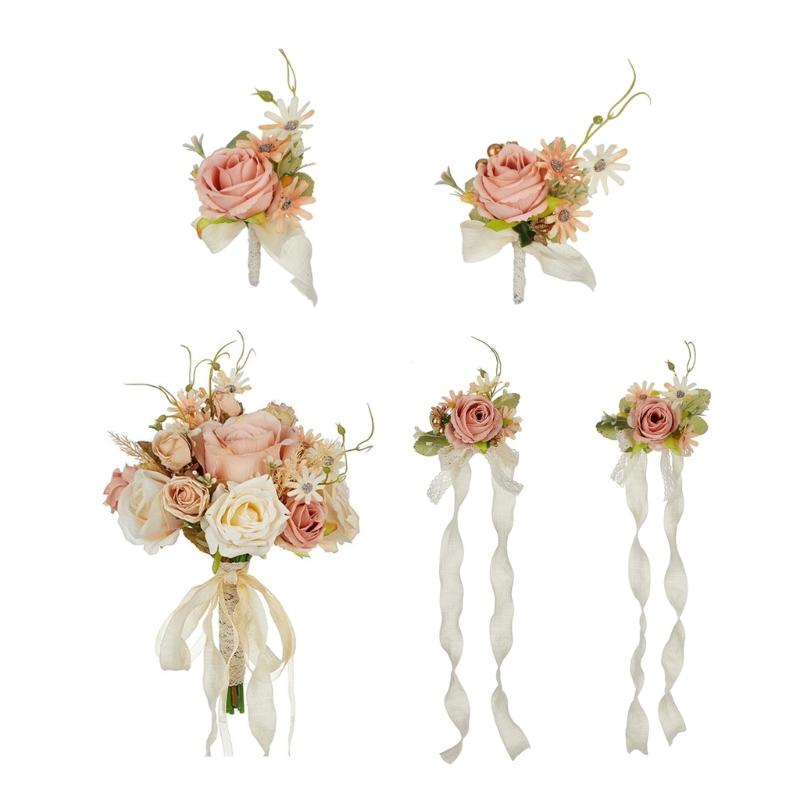 

Charm Artificial Rose Bridesmaids Bouquets In Elegant Designs Portable Accessory for Wedding Party and Prom Event 1