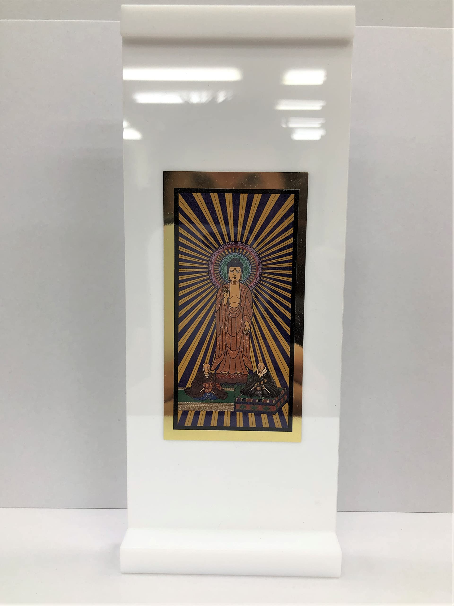 

Современный буддийский алтарь, стоящий, свиток Гохондзон, секты и цвета, Кёбуцудан, сделано в Японии, секта Дзёдо Синсю Хонгандзи, свиток Амитабха Святой и Рэннё, белый