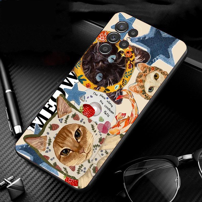 Cat Art Aesthetic Phone Case For Samsung Galaxy S26 S25 S24 S23 S22 Ultra S23 S22 S25 Plus S24FE S23FE S26Edge