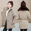 Winter women's short pie overcomes the big fur collar, closes the waist, thickens the tooling pocket, and the last order of the cotton-padded jacket i