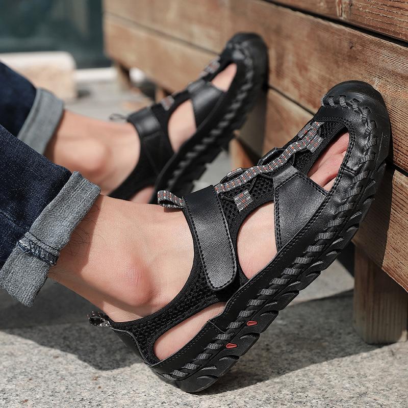 Summer Men's Sandals Fashion Men Casual Shoes Design Beach Men Shoes Genuine Leather Sandals Man Sandals Big Size