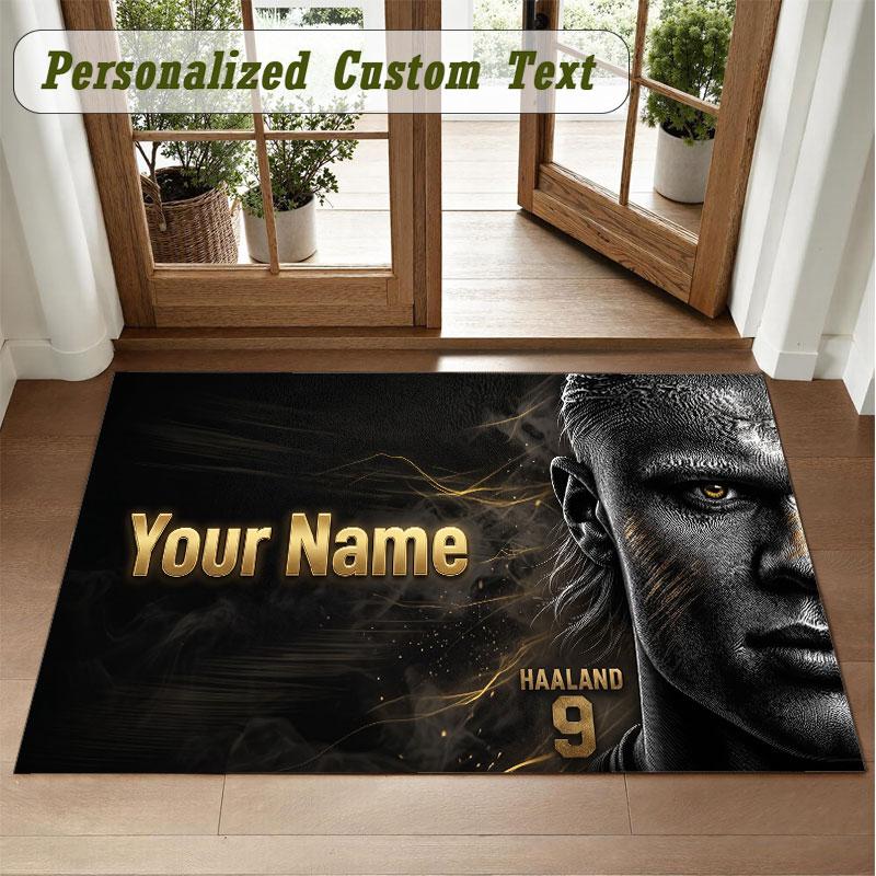 Crystal Velvet Square Rug Custom NameErling Haaland Pattern Non Slip Home Floor Decor Rug