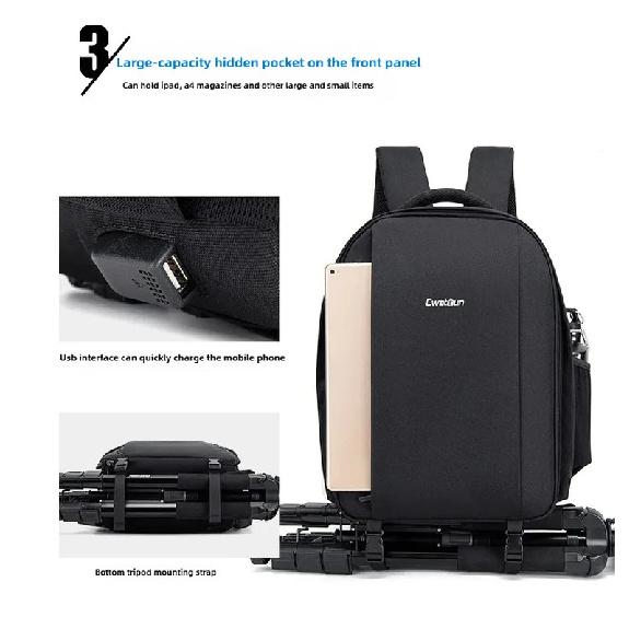 SLR-Kameratasche, Großraum-Doppelschulter-Multifunktions-Kameratasche Outdoor-Fotografie-Rucksack