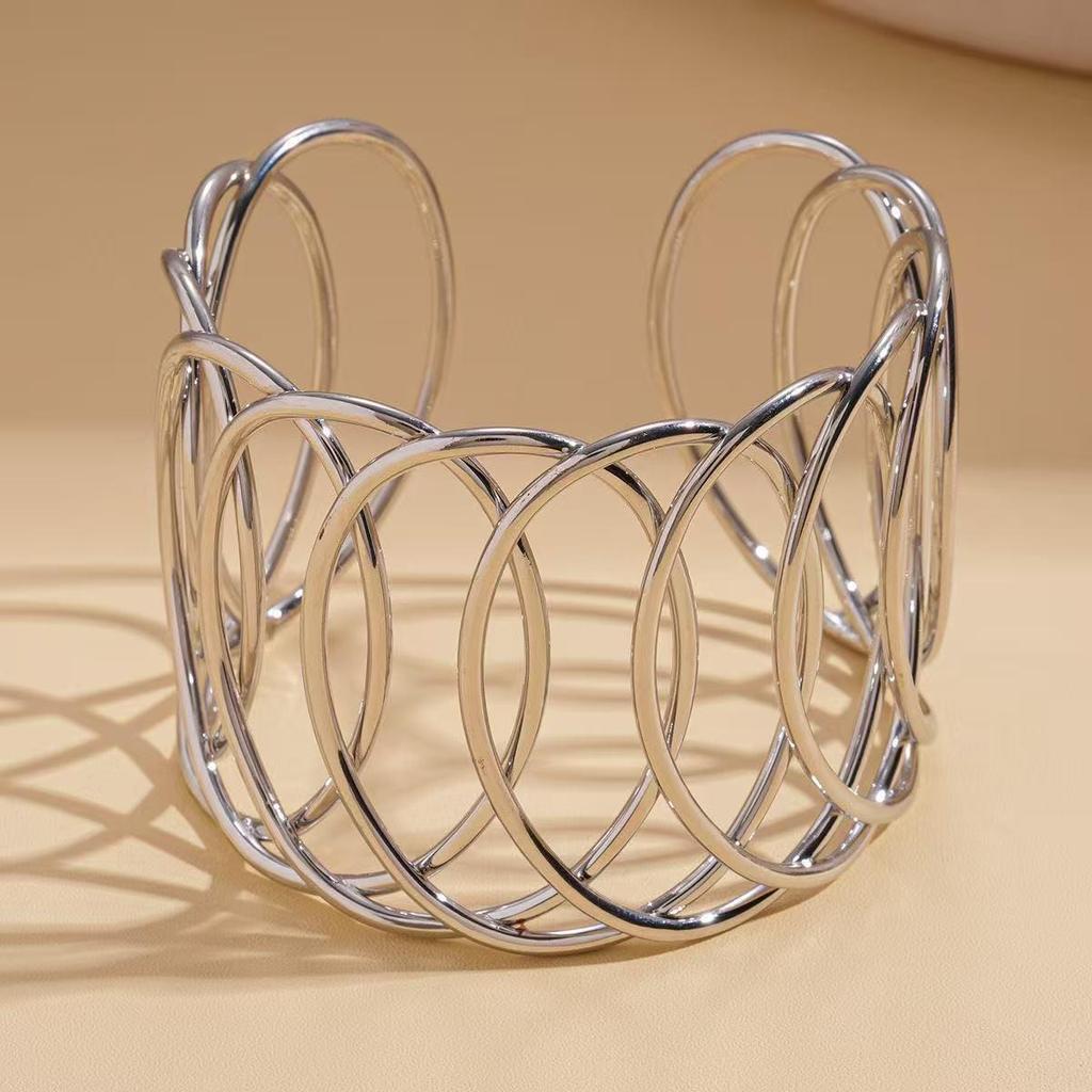 Gold-Plated Geometric Minimalist Adjustable Fashion Bangle - Non-Fading Open-Style