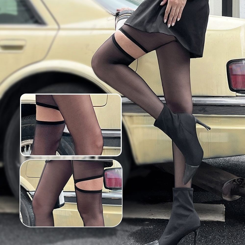 Asymmetry Female Stockings Personality Vertical Line Tights NEW High Pantyhose  Girl
