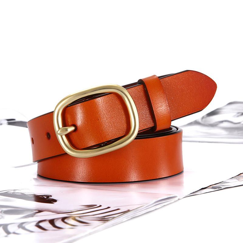 Womens Leather Belt Simple Classic Cowhide Fashion Korean Style For Casual Jeans Wear