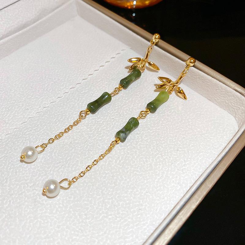New Chinese Style Oil Drop Butterfly Flower Gourd Pearl Fringed Earrings Retro Ear Hook Light Luxury National Style Earrings Women