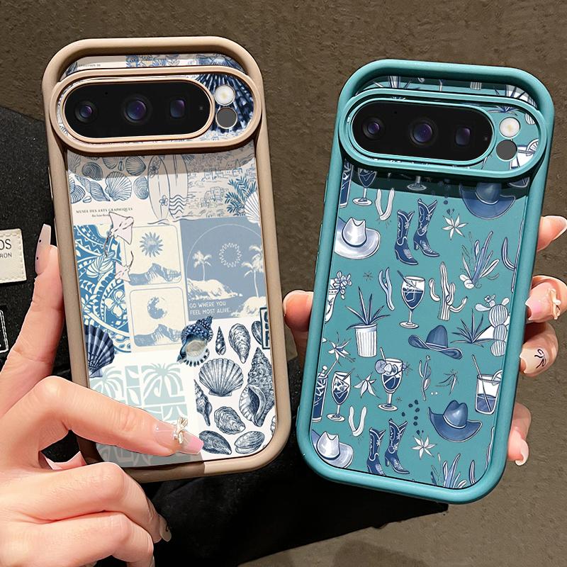 Line Plant Leaf Print Case For Google Pixel 10 Pro XL 9 8 7 Pro Shockproof Bumper Soft Silicone Phone Back Cover For Google 9A 8A 7A