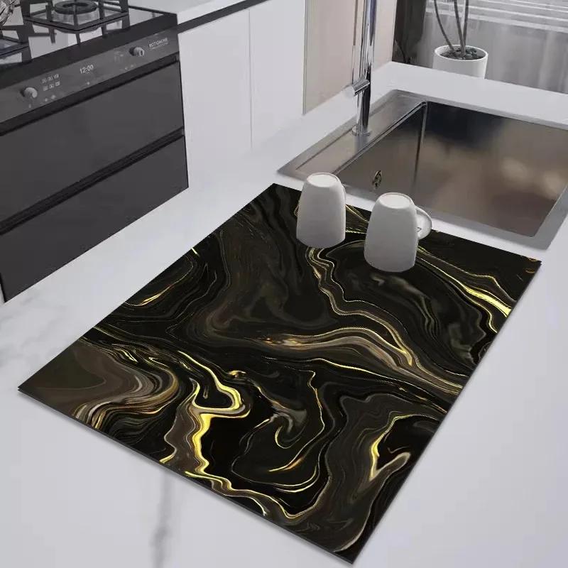 Solid Color Simple Placemat Kitchen Diatomite Dish Drainer Super Absorbent Coffee Rug Drain Pad Non-slip Bath Drying Dishes Mat