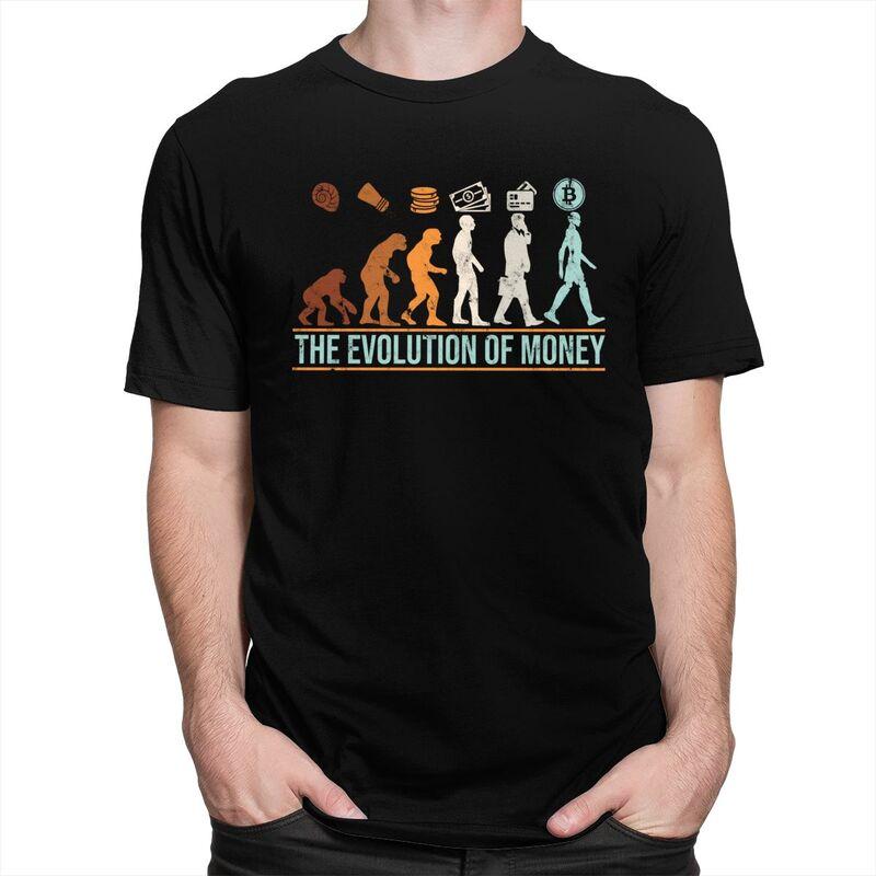 Custom Classic Evolution Of Money Bitcoin T Shirt Men BTC Crypto Coins Tshirt Streetwear Tee Tops Pure Cotton Oversized Tshirt