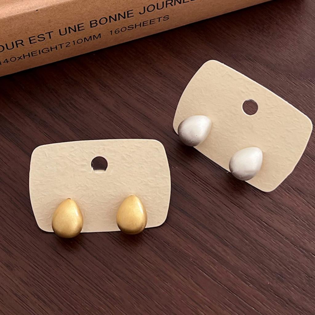 18k real gold electroplated metal brushed water drop stud earrings, simple and personalized commuter earrings, niche earrings.