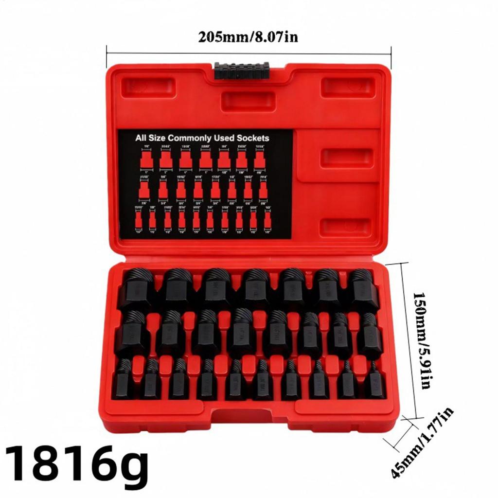 Bolt Extractor Socket Set Easy Out Metal Heavy Duty Hand Tools 25-Piece Bolt Extractor Socket Set For Damaged Stripped Broken