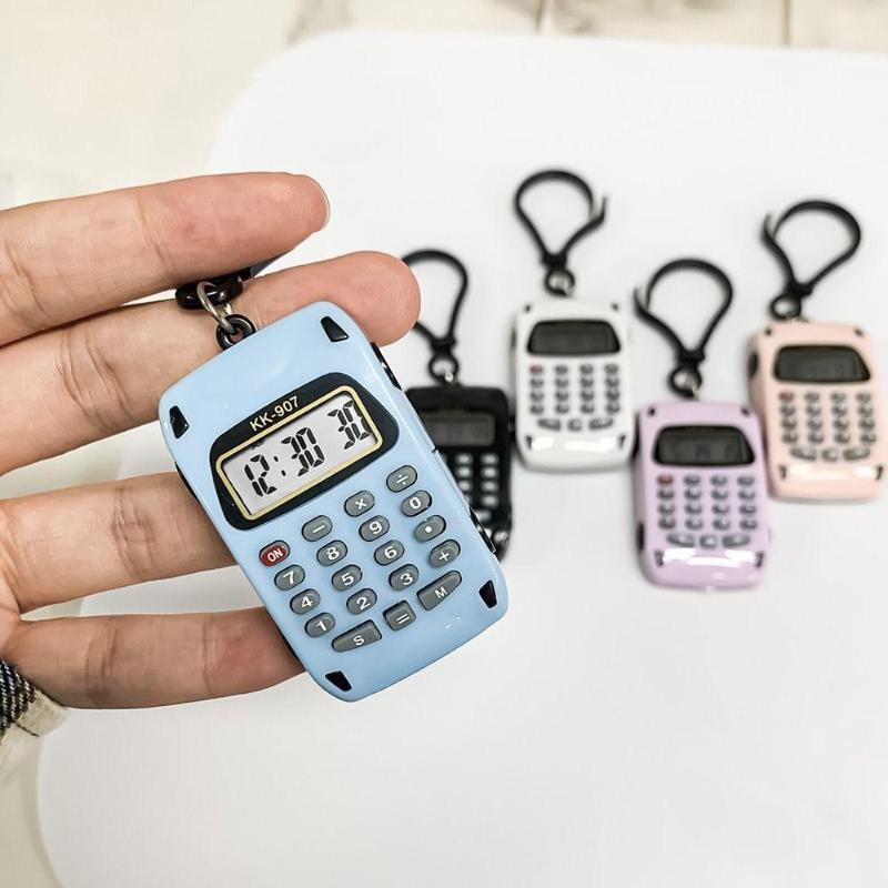 Mini Bilformet Bærbar Kalkulator Kompakt Design Avtakbar Nøkkelring For Studenter Kontorarbeidere Daglig Bruk