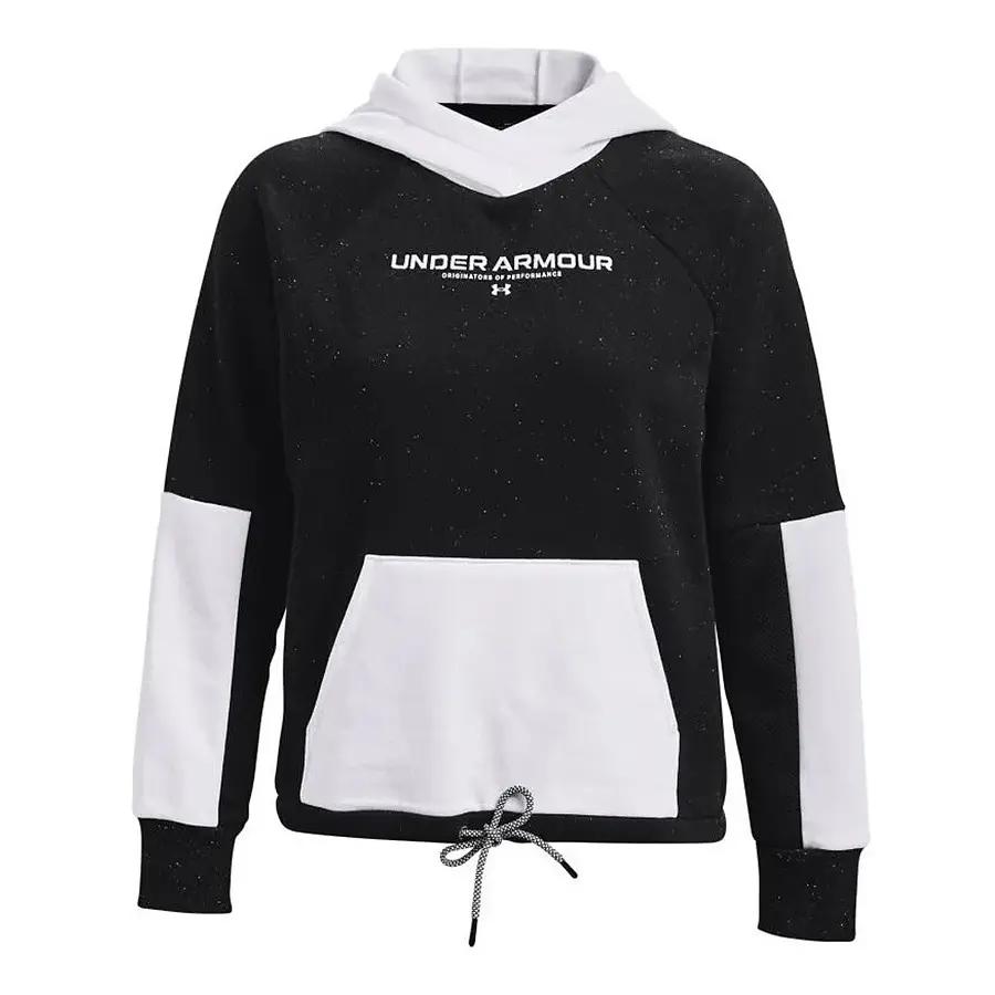 

Under Armour Color Block Spliced Casual Sports Fleece Hoodie American Vintage Sweatshirt Women hoodies Black 1369851-001 L