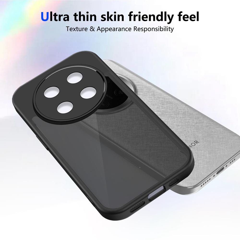 KEYSION Matte Translucent Black Phone Case for HONOR X9c 5G Soft Silicone+PC Clear Shockproof Cover for Huawei Magic 7 Lite 5G