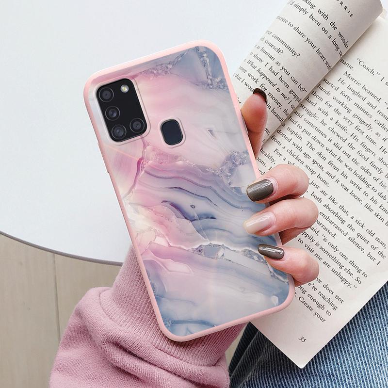 Case For Samsung Galaxy A21S Back Cover Protective Silicone Fundas Fashion Marble Stone Texture Coque For Samsung A21S Capa