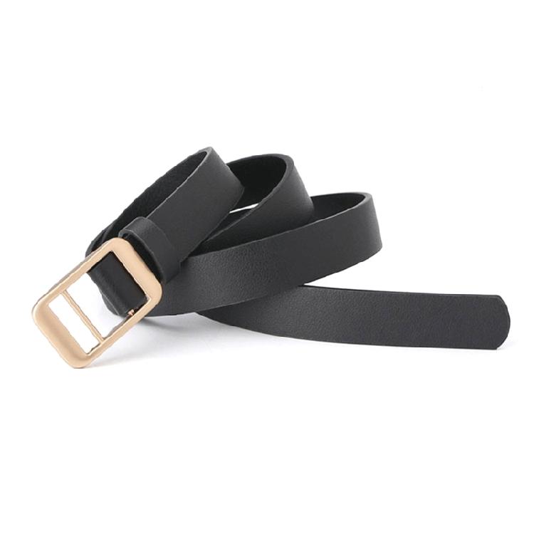 Thin Golden Buckles Waist Belt Flexible Synthetic Leather Strap For Coats And Trousers