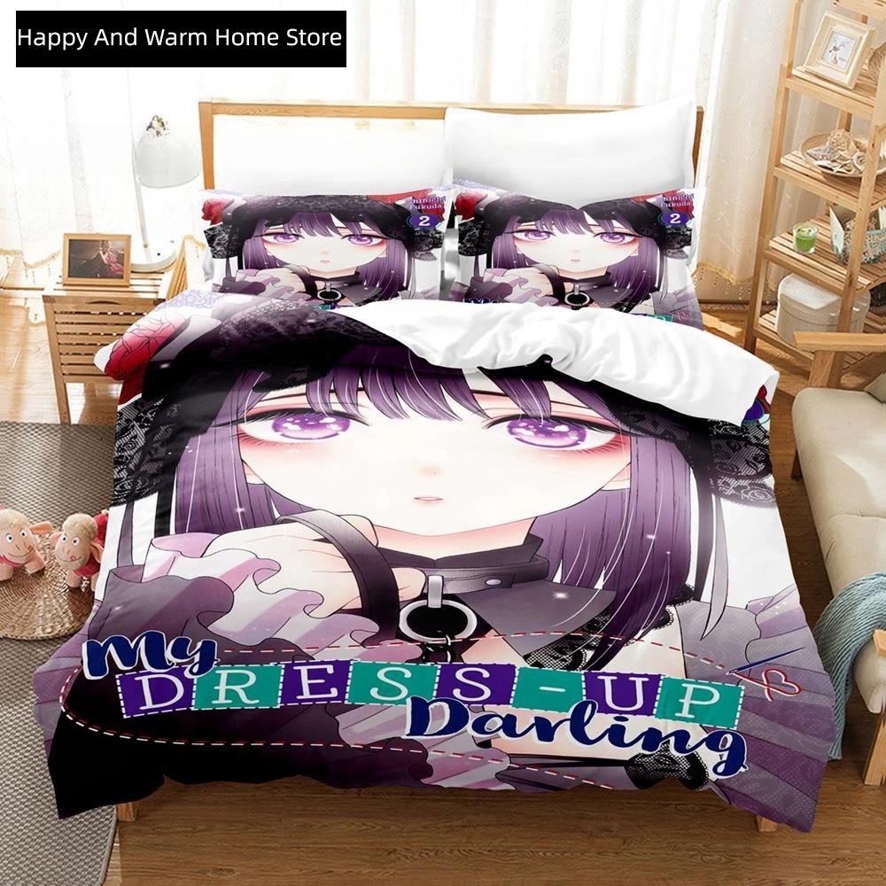 Anime My Dres-Up Darling Beding Set Single Twin Ful Quen King-Sized Dimensionsd Dimensions Bed Linen Set Adult People Young Boys Bedrom Duvet Cover