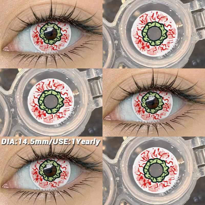 COD EYESHARE RAVEN BLACK Cosplay Contact Lenses Blood-red Halloween Eye Makeup Lens White/Black Crazy Cosplay Softlens