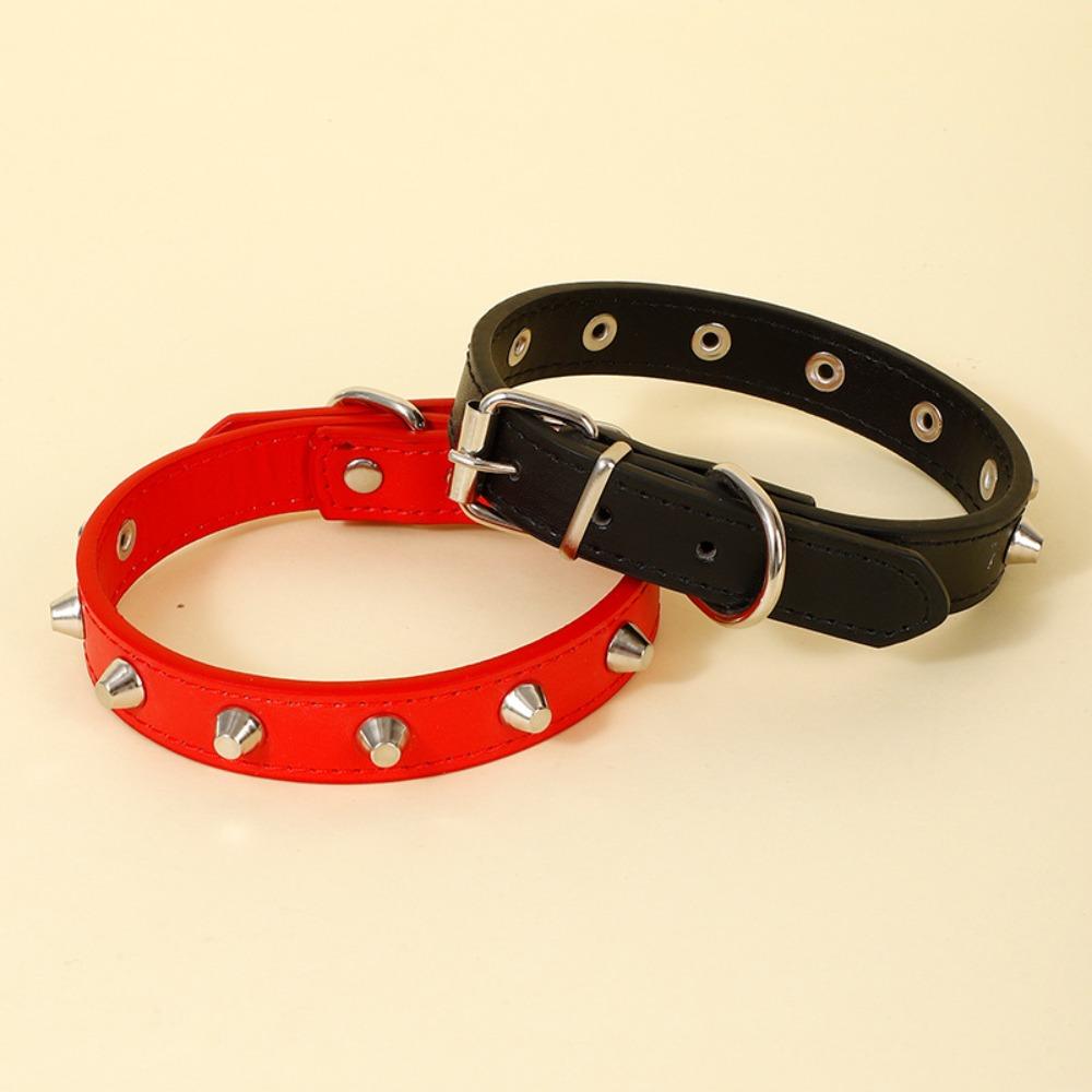 Punk Rivet Pet Collar Explosive Domineering Metal Buckle Adjustable Cat and Dog Universal Neck Cover Leather Collar